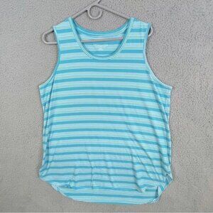 SOFT SURROUNDINGS WOMENS TANK TOP BLOUSE TURQUOISE WITH STRIPES SIZE XL